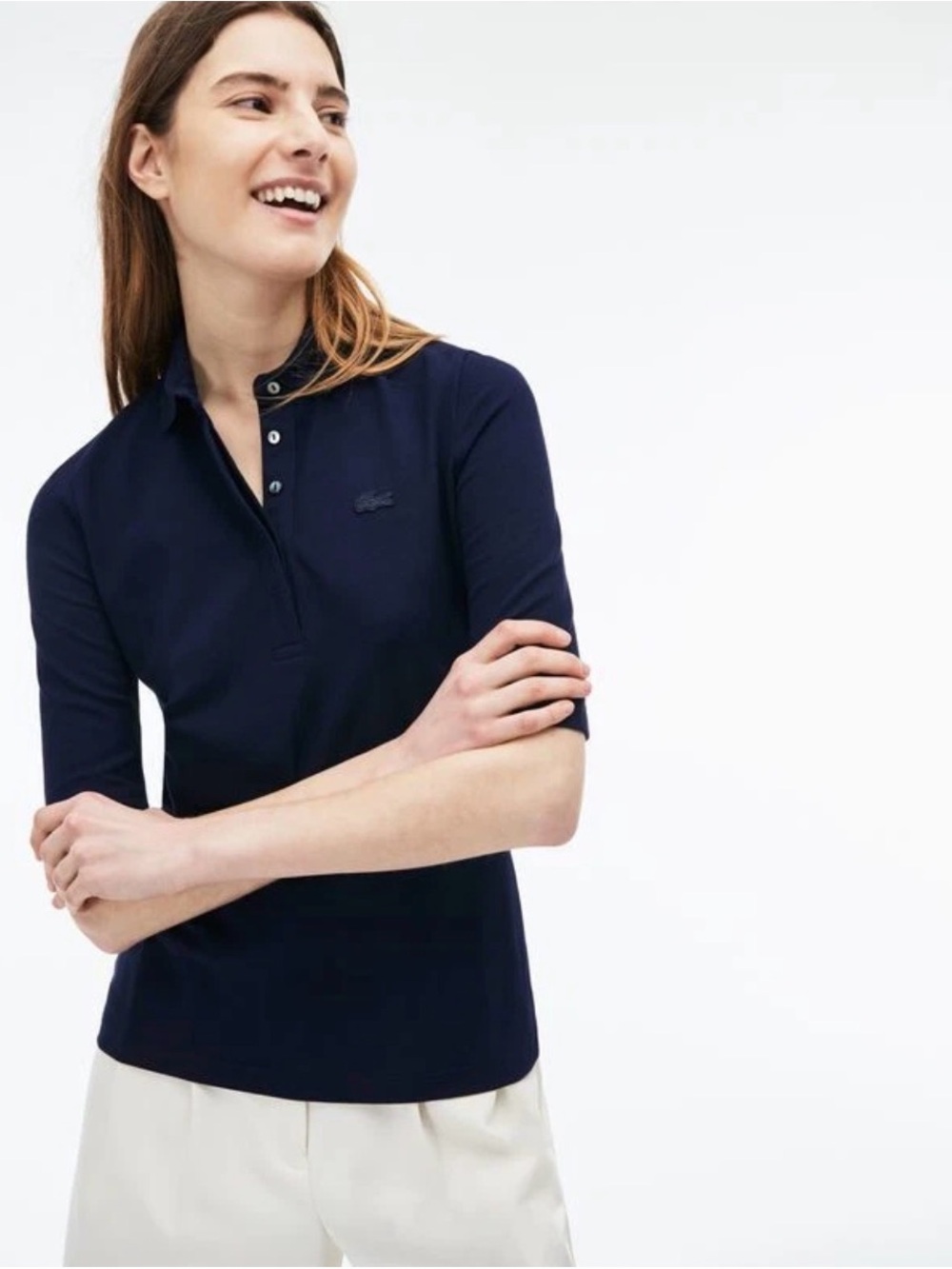 Lacoste Women's Navy Short-Sleeve Polo Shirt